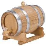 Oak Wood Wine Barrel 5l with Stainless Steel Tap and Oak Wood Stand (Made in France)