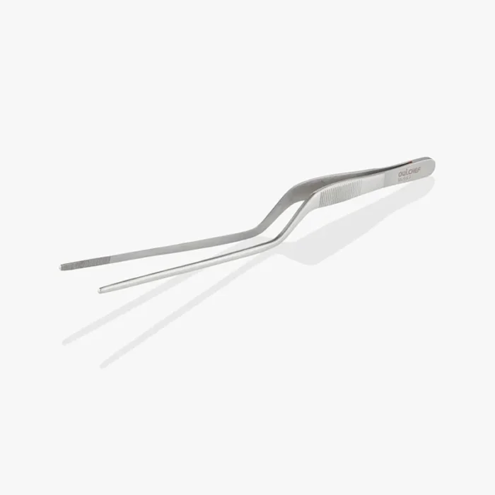 8"/20cm Stainless Steel Offset Chef Tweezer, a culinary essential designed to elevate your precision in the kitchen