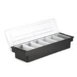 Condiment Holder, 6 Compartments , Black , plastic